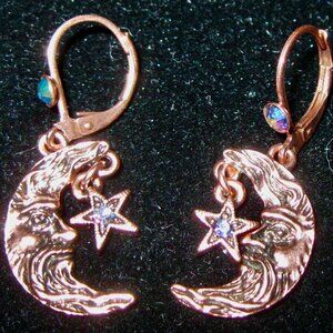 "KIRKS FOLLY MOON SHADOW PIERCED EARRINGS IN COPPERTONE FINISH" NEW/GORGEOUS!